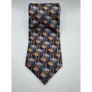 Jimmy Z Jerry Rice Collection One Silk Tie Blue Gold Geometric Abstract USA Made